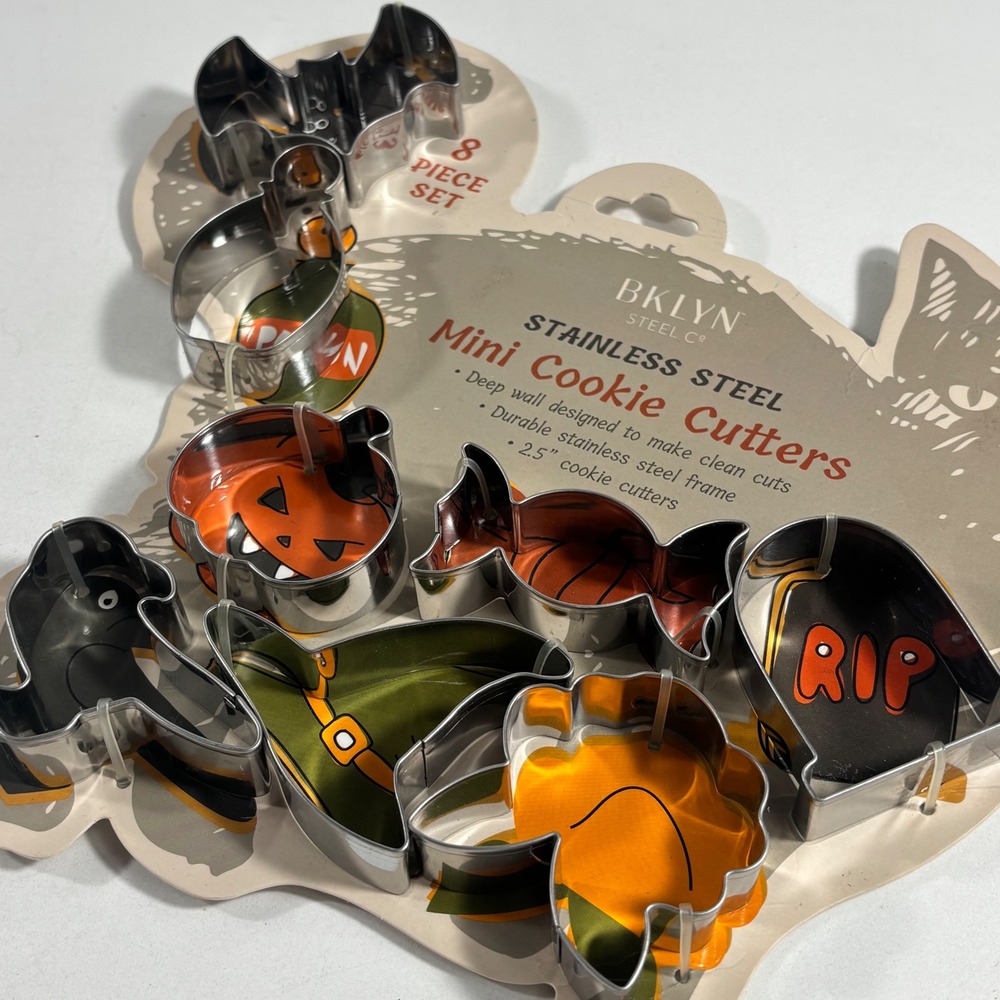BKLYN Steel Co Halloween Mini Cookie Cutters 8 Piece Set Stainless Steel 35810